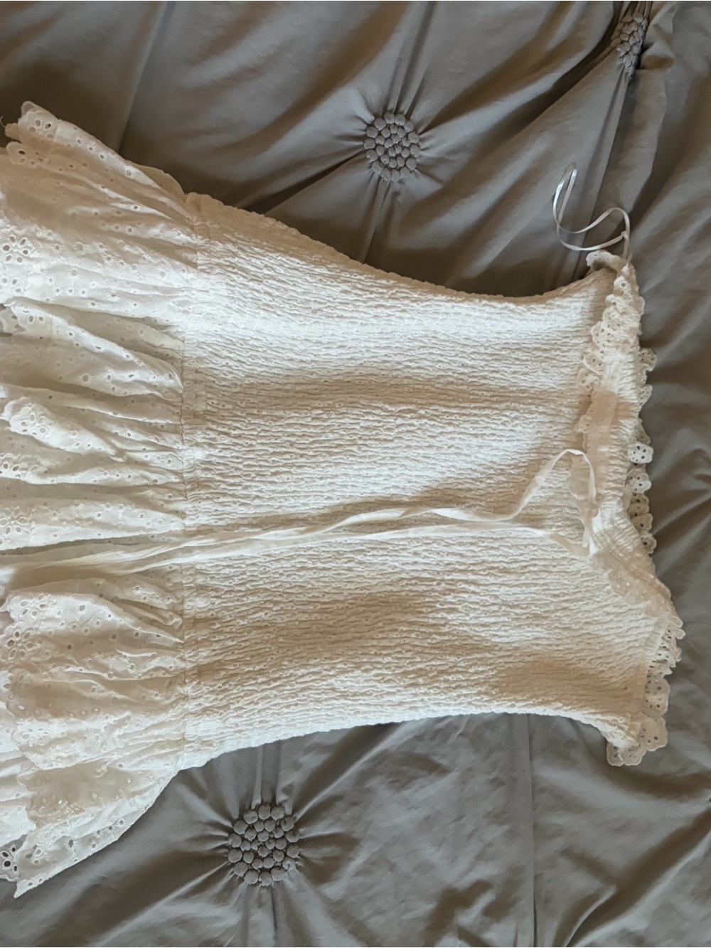 Anthropologie White Eyelet Mini Dress